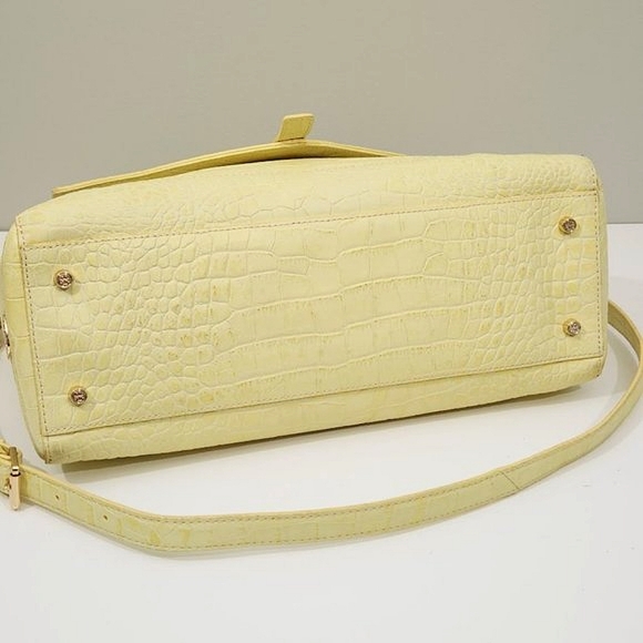 TORY BURCH 797 LARGE TOP ZIP SATCHEL CROSSBODY BAG IN YELLOW CREME CROC - Picture 12 of 12